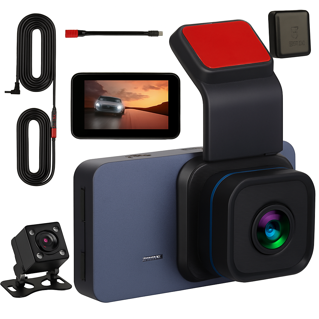 Dual Lens Wi-Fi Dash Cam with GPS & Parking Monitor