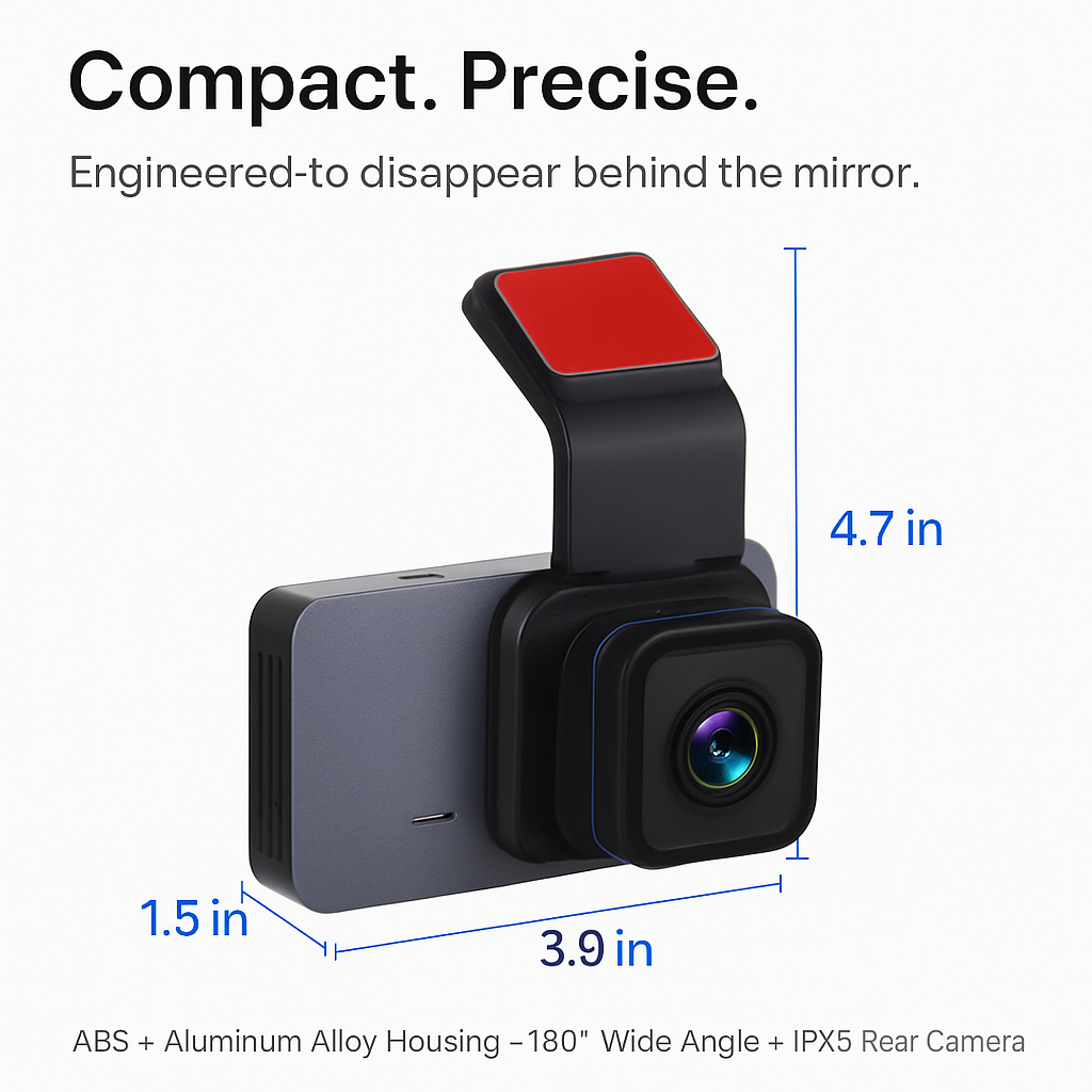 Dual Lens Wi-Fi Dash Cam with GPS & Parking Monitor
