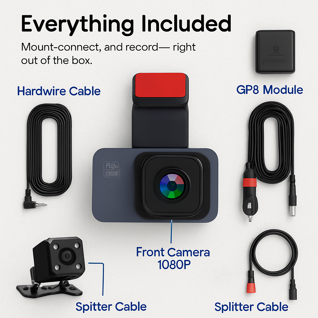 Dual Lens Wi-Fi Dash Cam with GPS & Parking Monitor